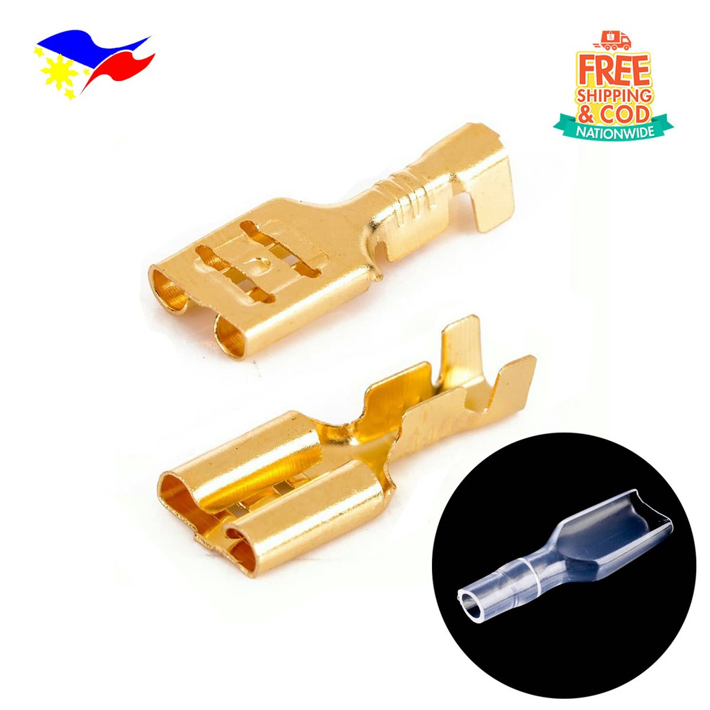 Pcs Female Spade Crimp Terminal Connectors With Insulating Sleeve Shopee Philippines