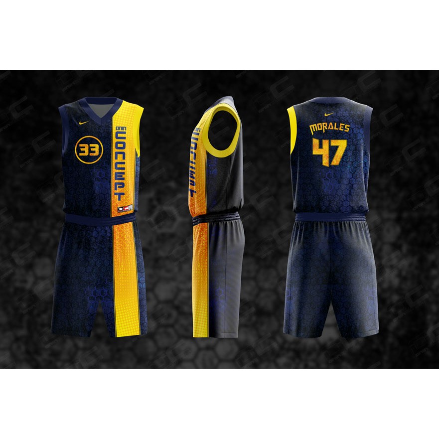 Basketball Uniform Template Design Blue Yellow: เวกเตอร์สต็อก (ปลอดค่า ...
