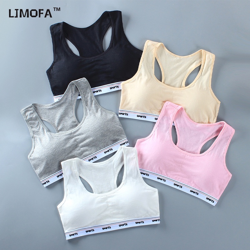 LJMOFA KIDS 8-16Y Girls Underwear Kids Bra Cotton Sports Soft Stretch ...