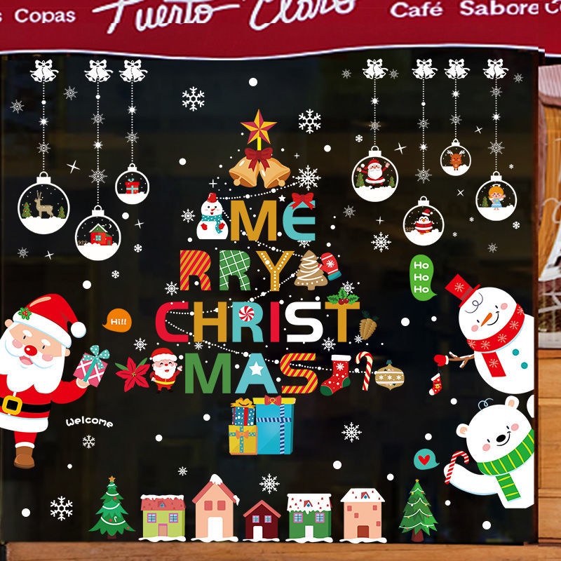 Self-adhesive Christmas Wall Stickers Decorative Glass Window Stickers ...