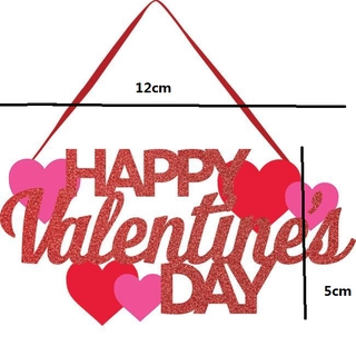 Valentines Day Sign Party Decorations Wooden Happy Banner with Hanging Ribbon #6