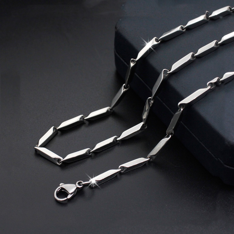 Width 3mm Stainless Steel Rolo Chain High Quality  Silver Color Bamboo Chain Necklace Men Jewelry 20” 22” 24”