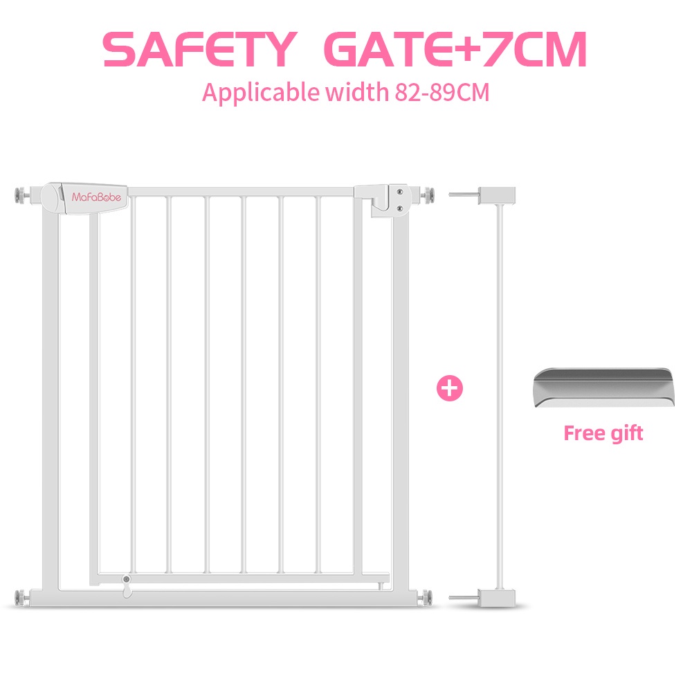 Baby Pet Gate Stair Way Safety Protection for 82-89cm Door with 7cm Extension 