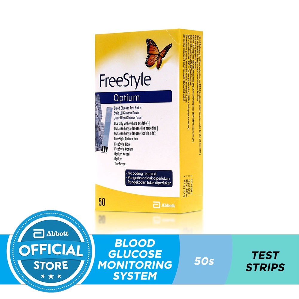 FreeStyle Blood Glucose Test Strips, Optium 50 CT Shopee Philippines