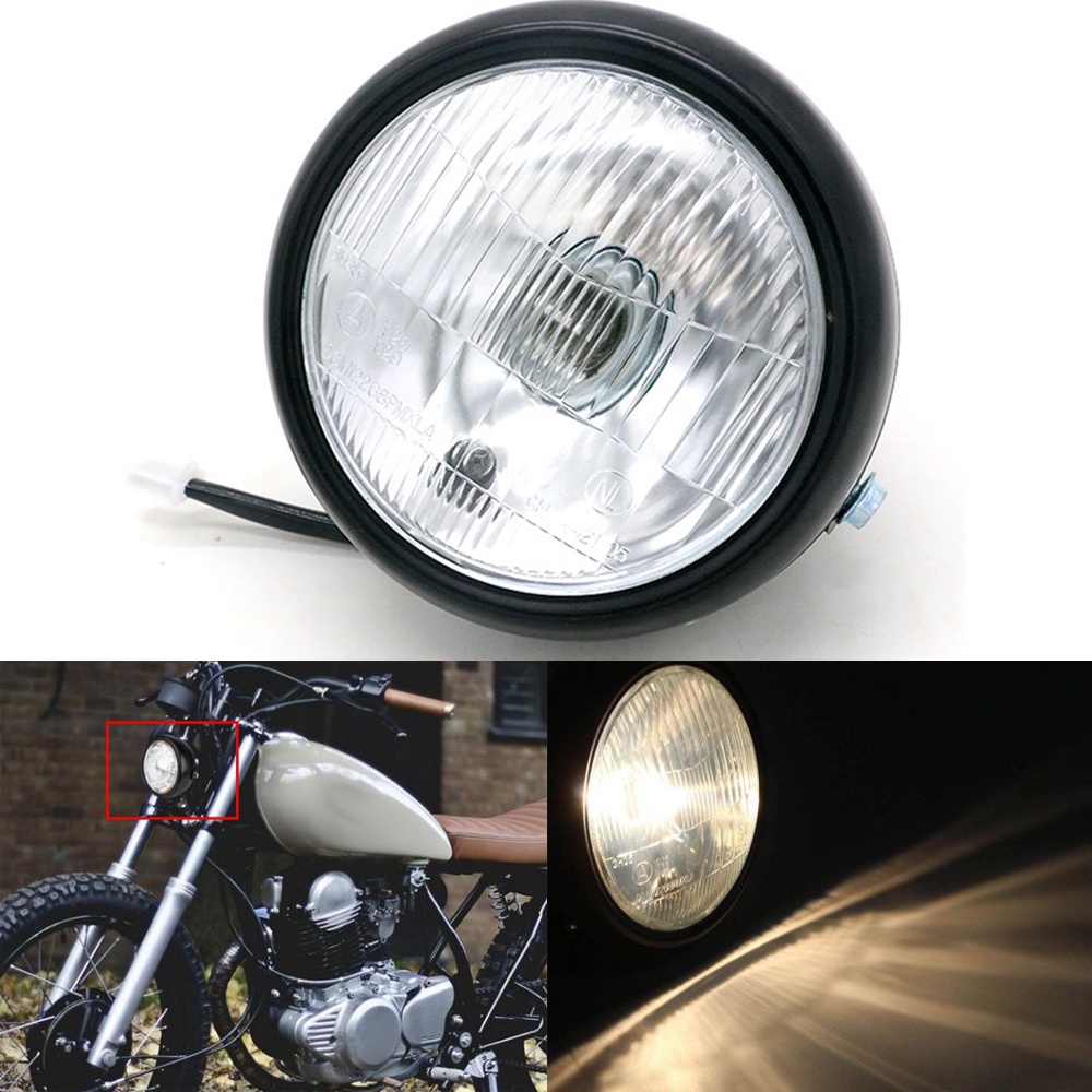 RfsMOTO/ Motorcycle Retro Metal Grid Halogen Front Headlight Head Lamp ...