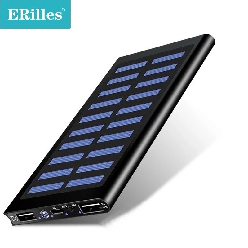 Solar 50000mah Power Bank External Battery 2 USB LED Powerbank Portable