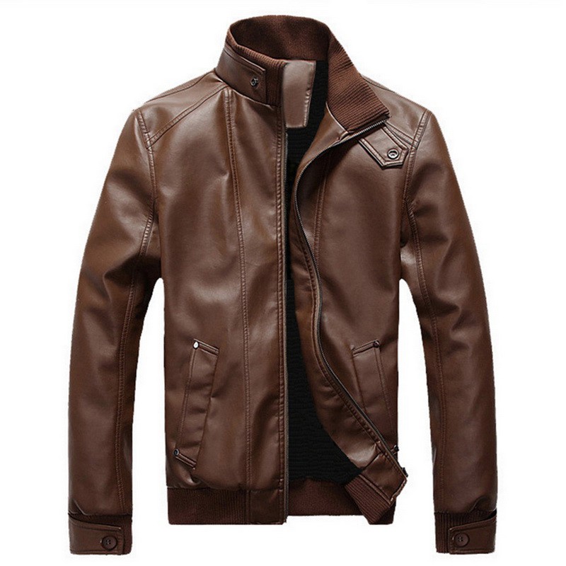 Cbyezy Stand-up collar men's motorcycle leather motorcycle racing suit color-blocking PU simulation leather jacket 