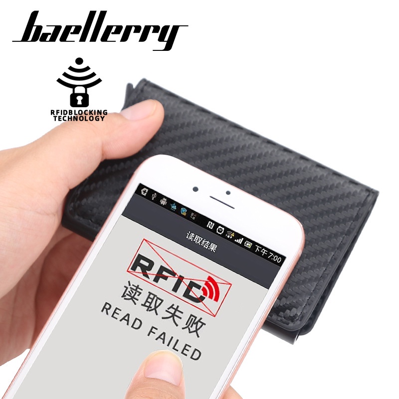 Baellerry Men's Card Holder Anti-theft Swipe Card Case Rfid Short Automatic Pop-up Card Wallet for Men