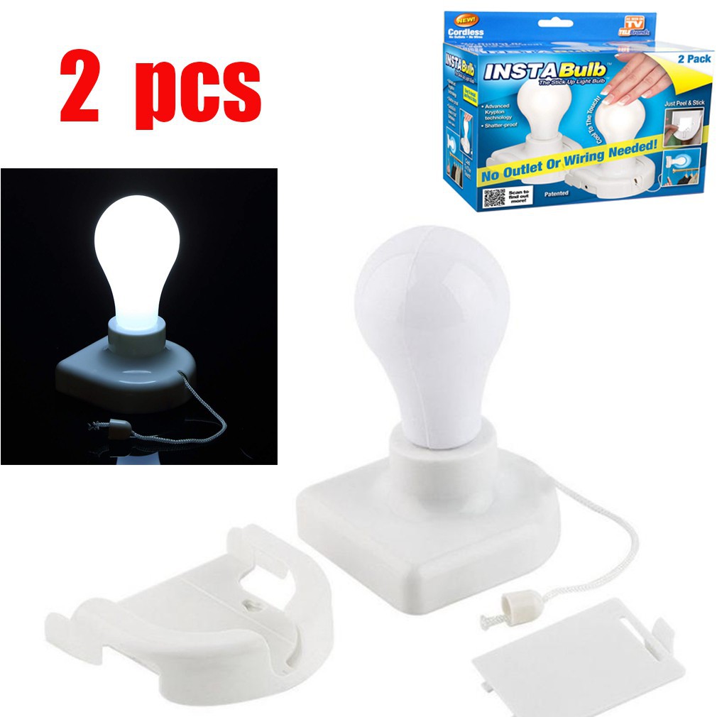 2 Pcs Stick Up LED Bulb Cordless Battery Operated Light Cabinet Closet