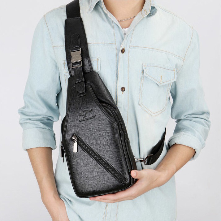 men shoulder bag diagonal bag fashion men's chest bag backpack 2020 PU ...