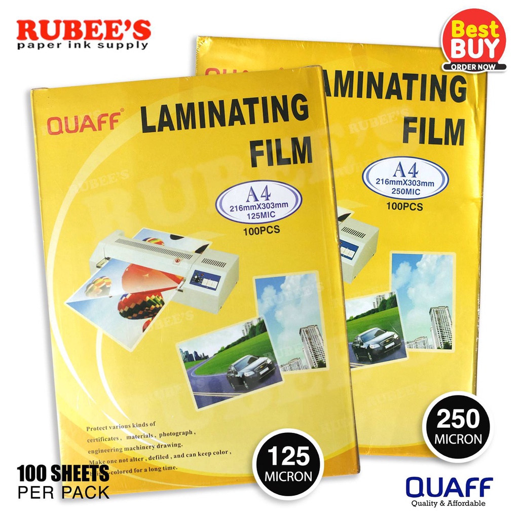 QUAFF Laminating Film A4 (125/250 microns) 100 pieces per pack Shopee