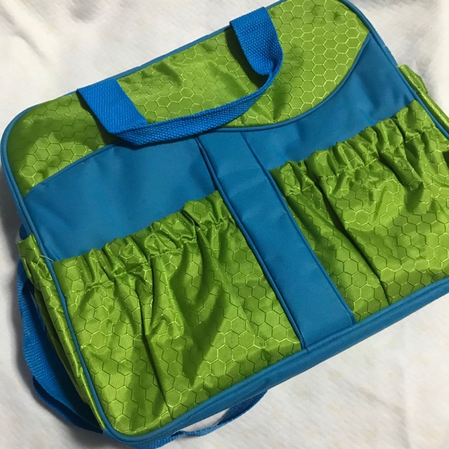 blue diaper bag