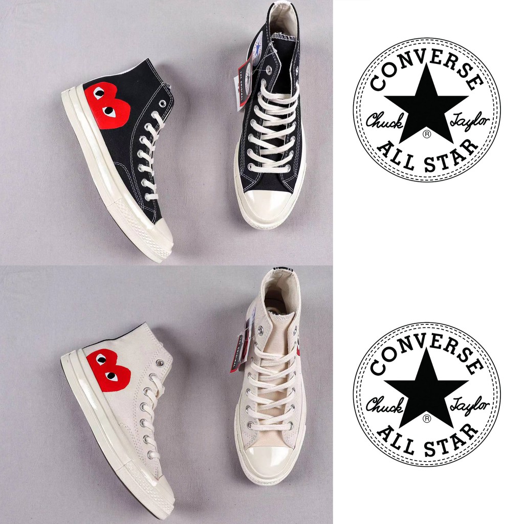 CDG PLAY x Converse Classics Original Authentic Canvas Shoes Shoelace Student Rubber Sole Unisex away socks | Philippines