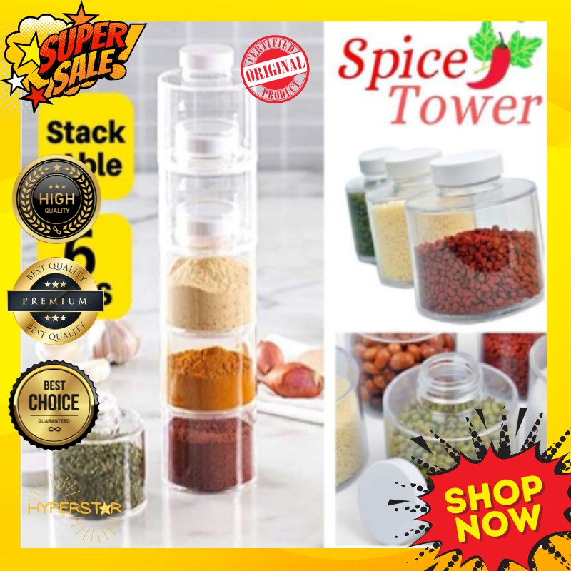 Hyperstar 6 Stackable Spice Jar Tower Carousel Design Herb Spices