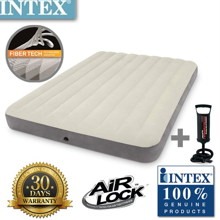 Intex 64709 Deluxe High Queen Size Airbed with FiberTech Plus Shopee