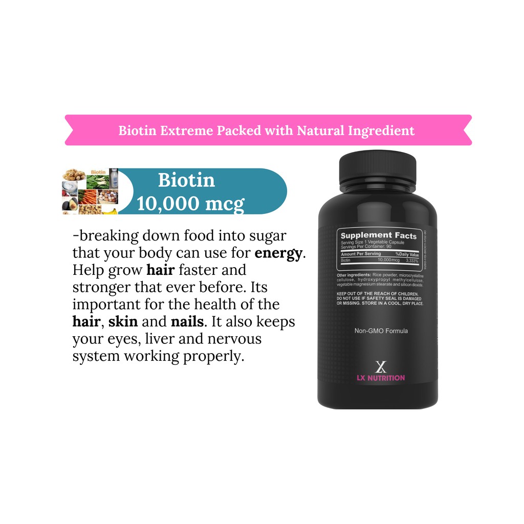 Biotin Extreme 10 000 Mcg Increase Healthier Stronger Thicker Shinier Hair Skin Nails Shopee Philippines