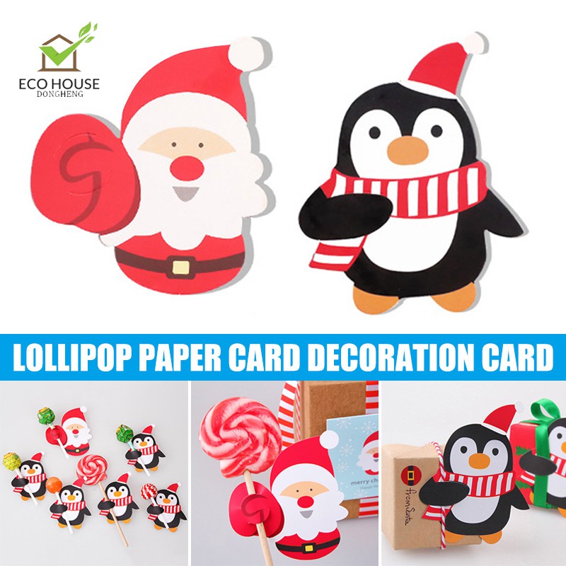 Lollipop Loaf Christmas Party Decoration Card Santa Claus Penguin