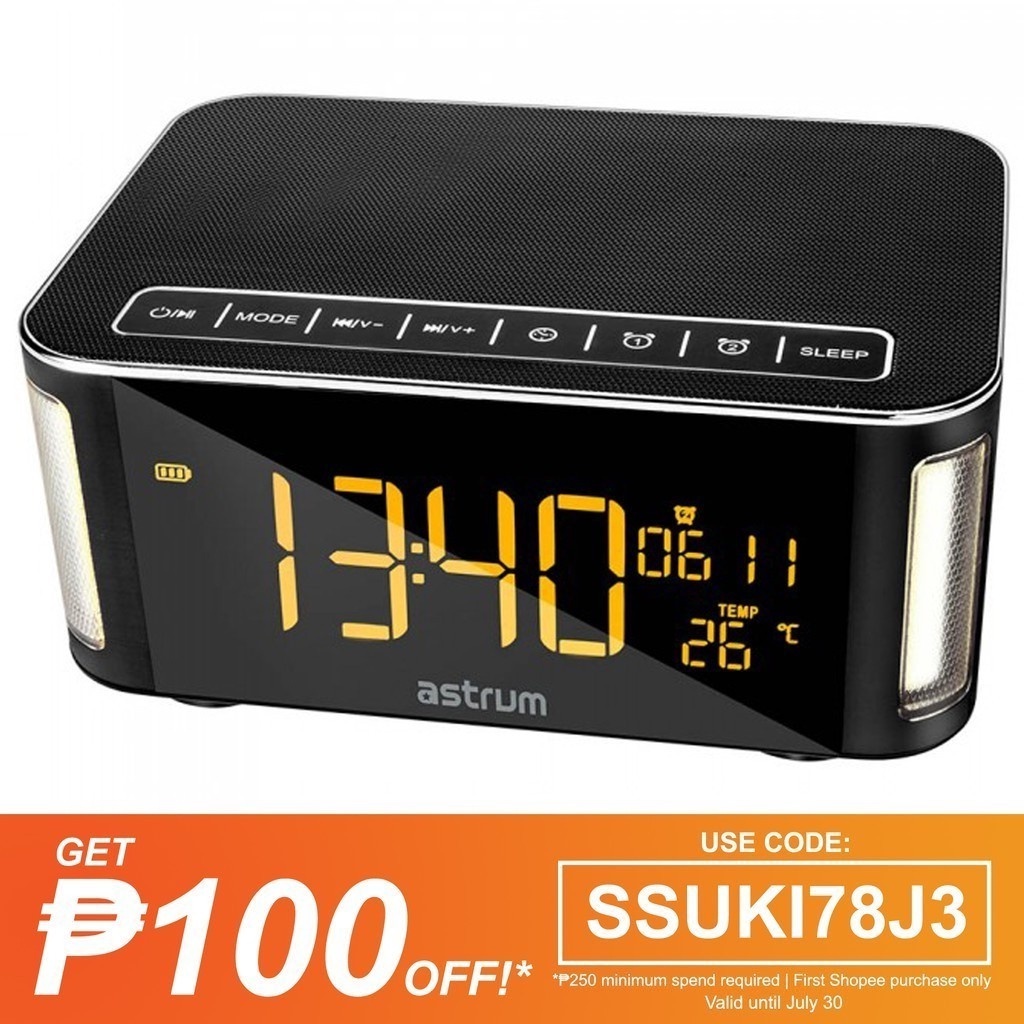 Astrum Bluetooth Speaker Alarm Clock FM Radio Night Light Shopee