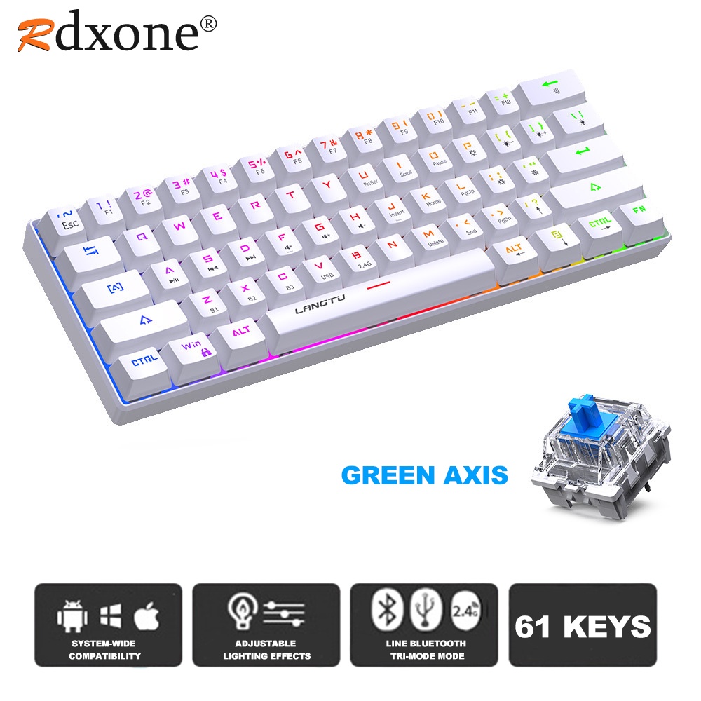 Rdxone 61 Keys Mechanical Keyboard Support Wireless Bluetooth RGB
