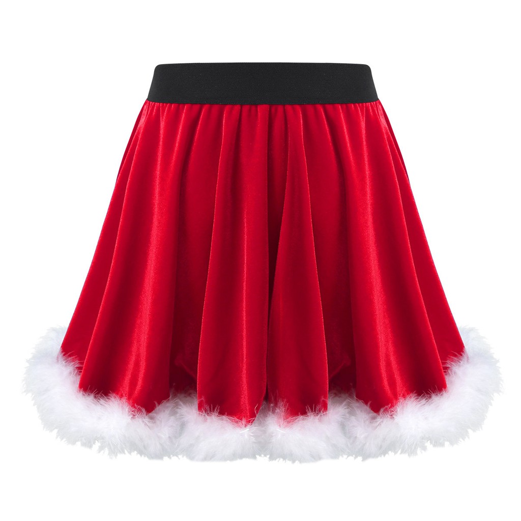 Kids Girls Dance Skirts Santa Christmas 