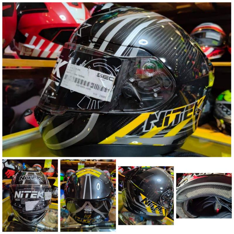 NITEK full carbon helmet with semi defect (Yellow and black) Shopee