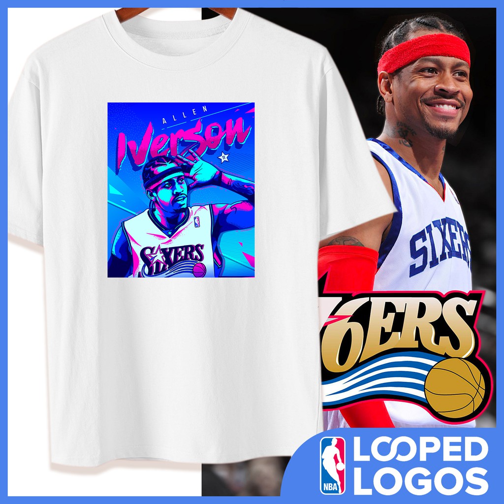 Mitchell & Ness x NBA Allen Iverson 76ers Draft Day White Colorwash T-Shirt