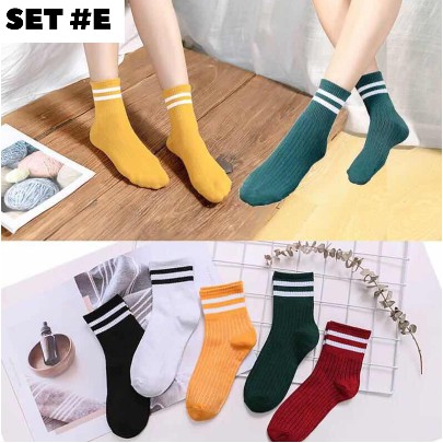 Set of 5 Pairs Socks Women Korean Style Ankle Socks School Trendy Socks  Japanese | Shopee Philippines