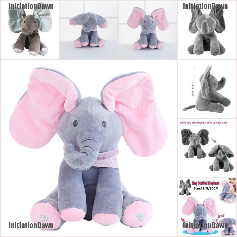 talking elephant plush toy with music