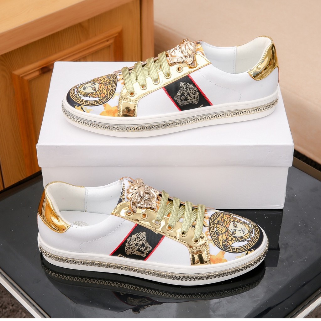 COD】 Versace Gold/Black Sneaker Shoes 