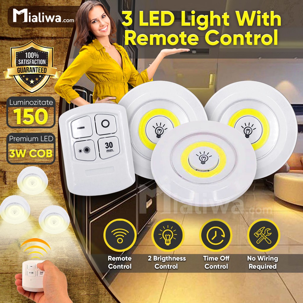 Led Light With Remote Control Set Of 3 Battery Operated Wireless Dimmable Led Lights With Timer Shopee Philippines