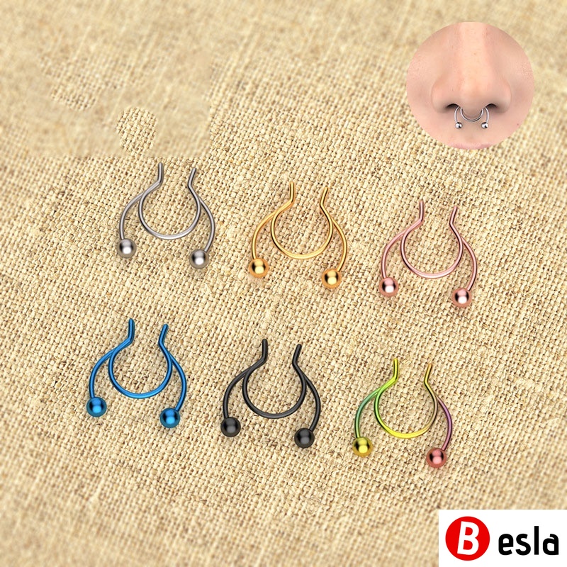 1Ps Fashion Clip-On Stainless Steel Nose Ring Non-Porous Antlers ...