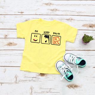 Summer Fashion Boys Eat Sleep Roblox Printed T Shirt White Pink Yellow Short Sleeve Children Cartoon Top Tee Teens Hot Style Shirts Shopee Philippines - pink shirt with shoes roblox