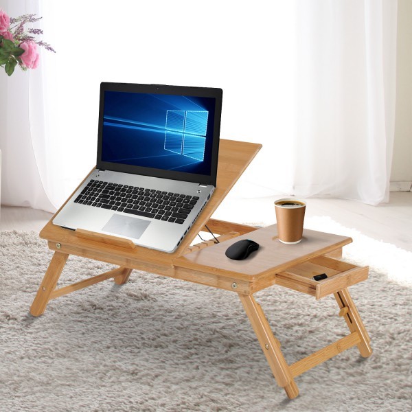 Portable with FAN Bamboo Laptop Desk Table Stand Adjustable Shopee
