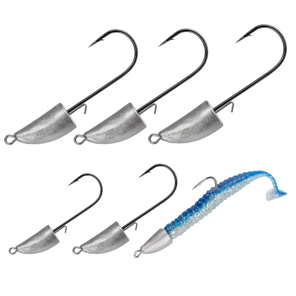 5pcs/lot lead Bullet Jig Head Fishing Hooks Barbed Fishing Hook