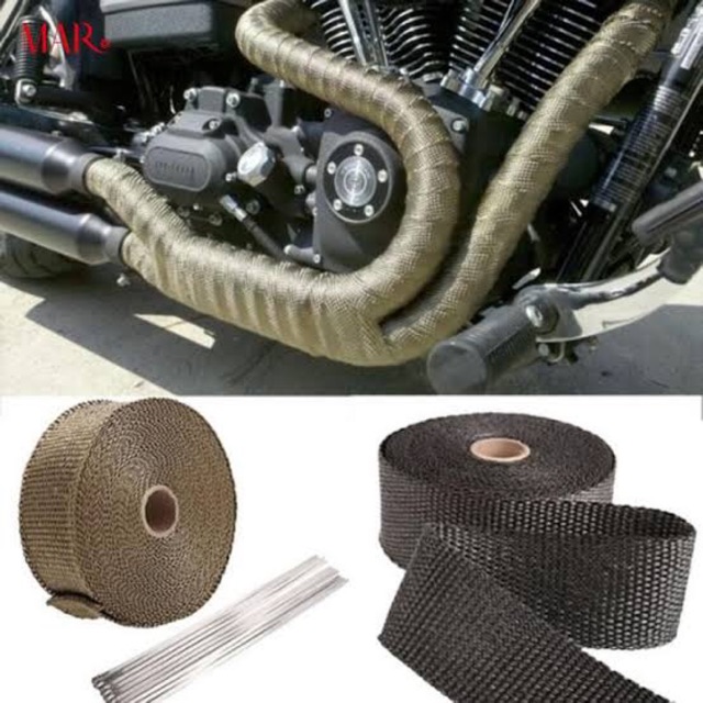 green AutoE 16' Motorcycle Exhaust Pipe Insulation with Ties Pipe Exhaust Tape Thermal Protection 
