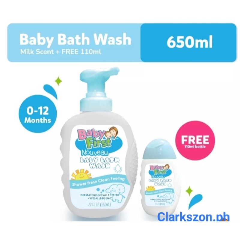 Baby First Nouveau baby bath wash 650ml with free 110ml (milk scent) with actual photo‼️