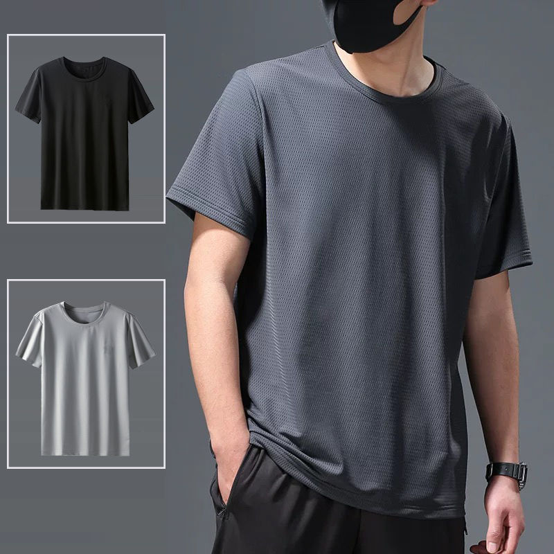 [L-8XL] Men's clothing ice silk T-shirt short-sleeved T-shirt ...