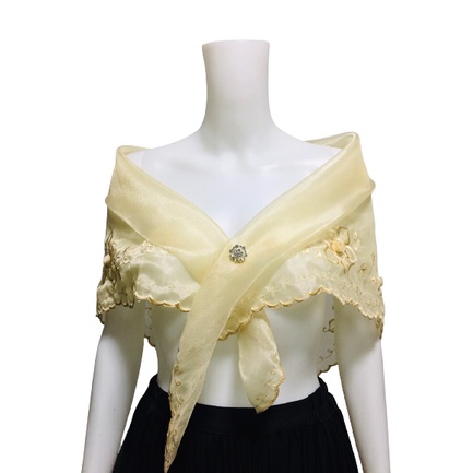 Filipiniana Alampay/Shawl (Beige) with Free Brooch | Shopee Philippines