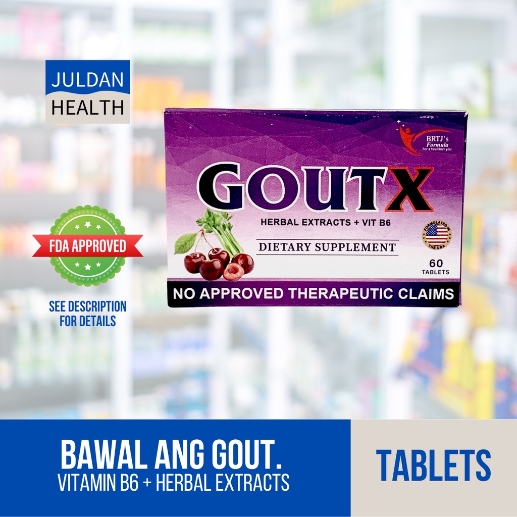 GOUT X / GOUTX Herbal Extracts + Vitamin B6 Dietary Supplement Tablets