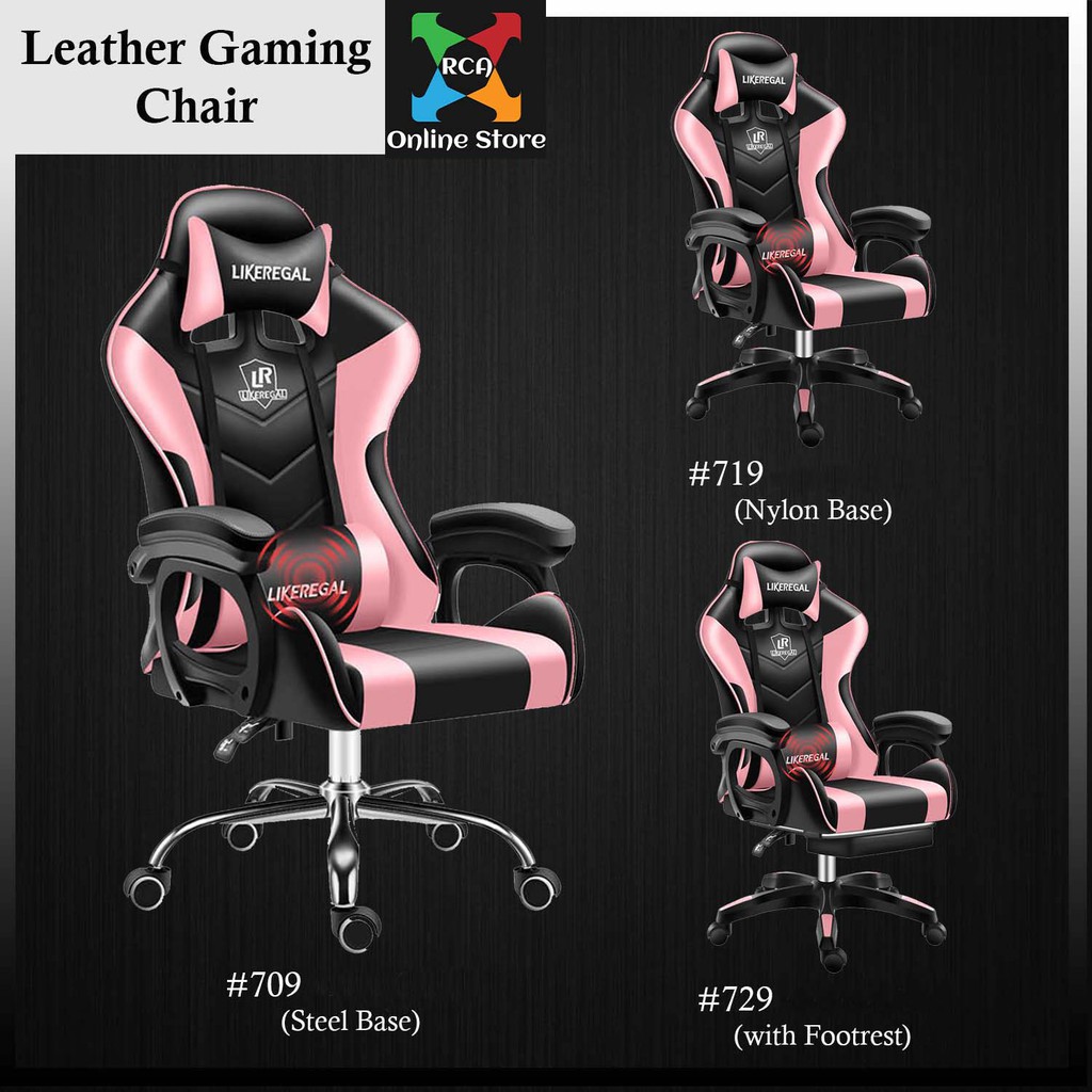 Pink-Black Likeregal Leather Gaming Chair | Shopee Philippines