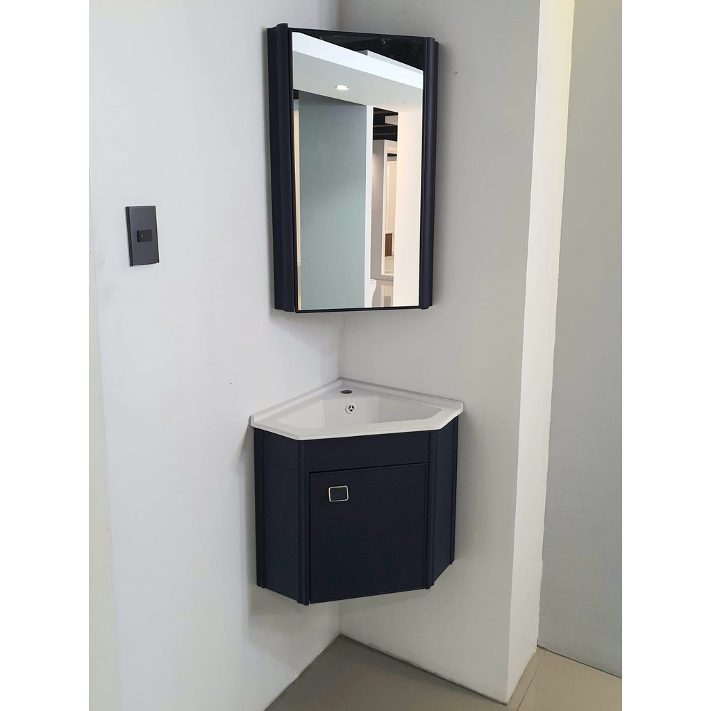 Corner Bathroom Vanity Cabinet With Mirro And Ceramic Sink Shopee Philippines