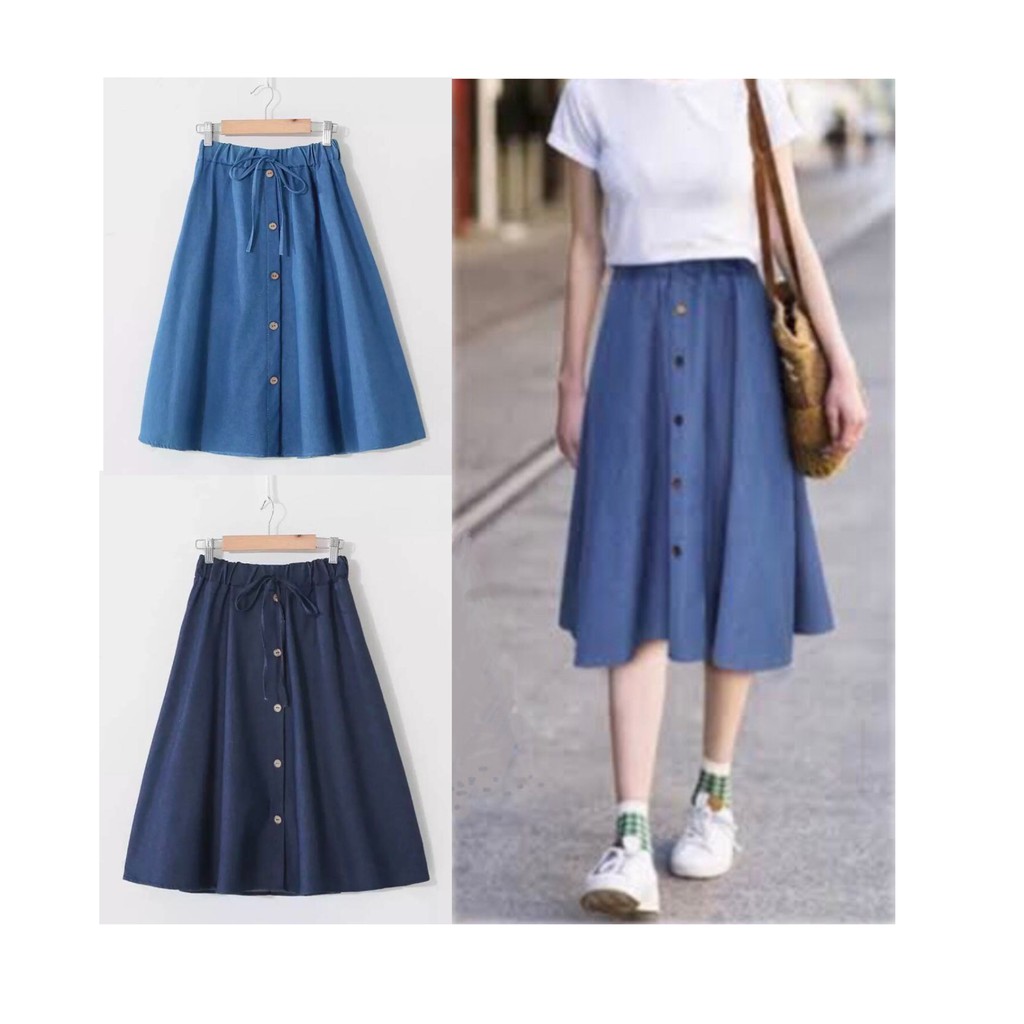 Korean Style Denim Long Skirt Maong Long Skirt for Women | Shopee ...