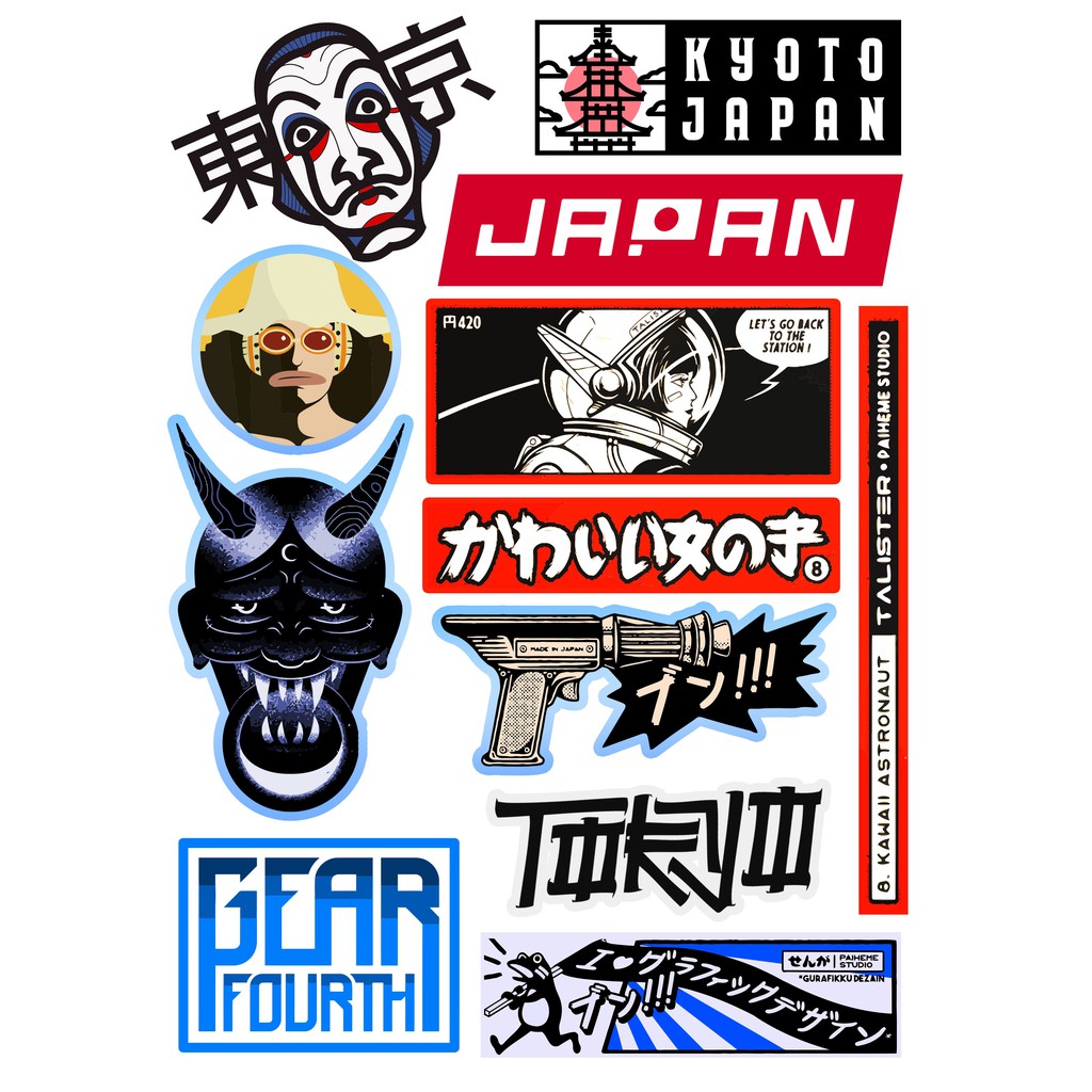 V2Thai Stickers Decals Motorcycle Car Vehicle Assorted A4 Size Trendy