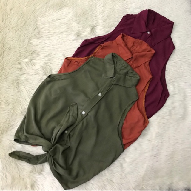 OOTD Sleeveless Polo Tie Knot (Cassie Top) Shopee Philippines