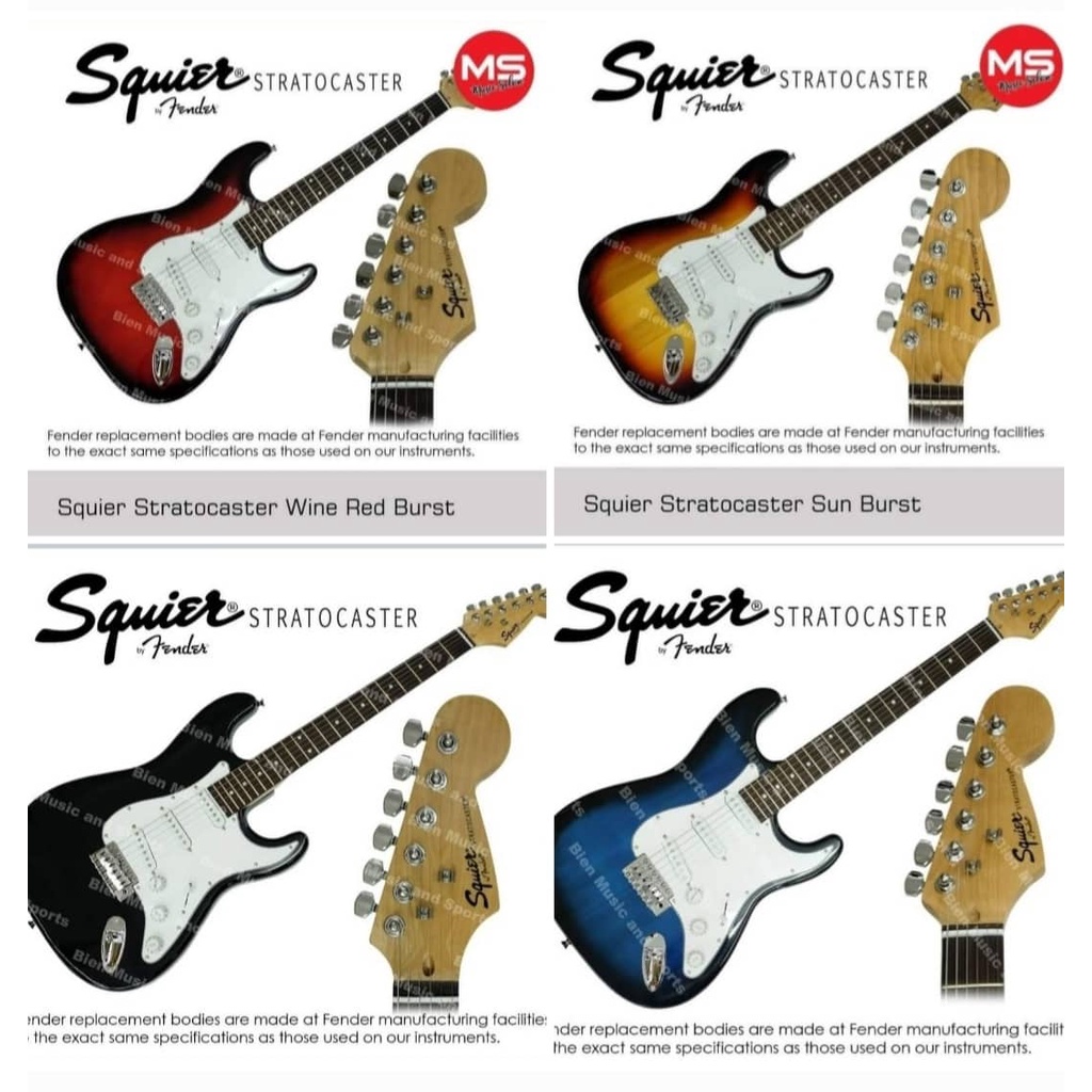 Squier SSS Stratocaster Electric Guitar Black W/ Fender Play atelier