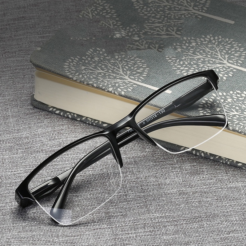 Ultralight Square Half Frame Reading Glasses Presbyopic Glasses Men Women +0.75 1 1.25 1.5 1.75 2 2.25 2.5 2.75 3