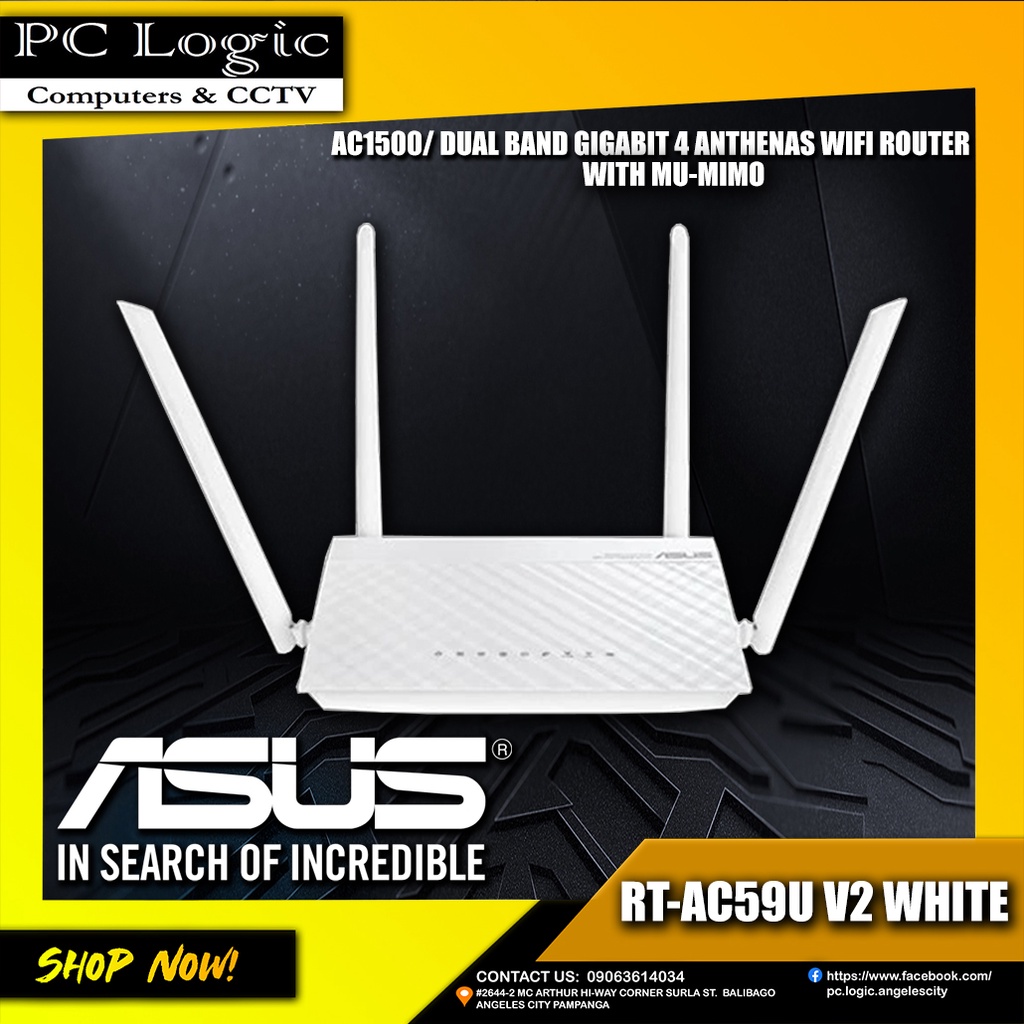 ASUS NWLN RTAC59U V2 AC1500 WHITE DUAL BAND GIGABIT WIFI ROUTER WITH