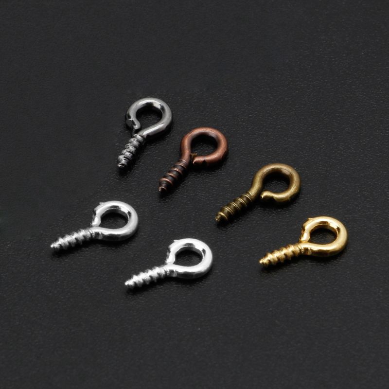 J 600Pcs 6 Colors Screw Eye Pins Eyelets Screw Threaded Hooks for Jewelry Making Shopee