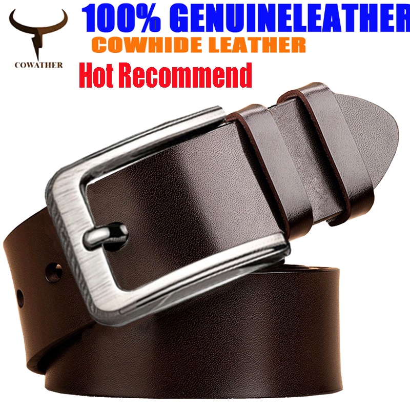 COWATHER Men Casual Leather Belt for Men, 100% Genuine Cowhide Leather ...