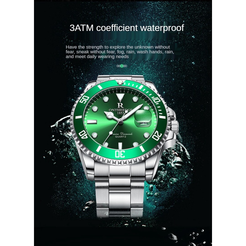Men's Watch Luminous Waterproof Rolex Green Ghost element Watch Business fashion Quartz Men Watch Relo stainless steel Watch for men